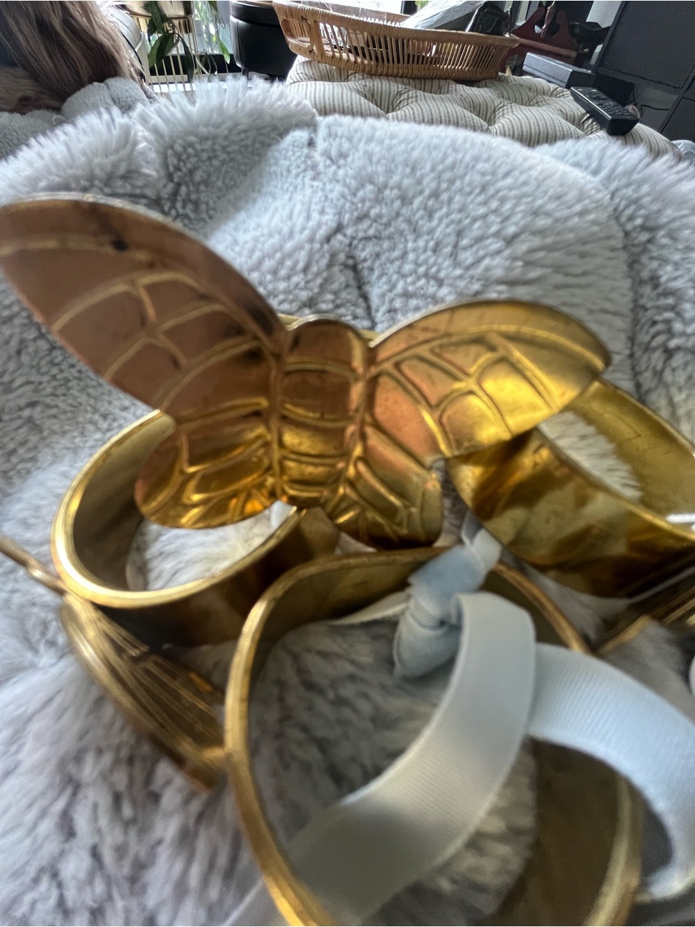 Brass Napkin Rings. Butterfly motif. Set of 4